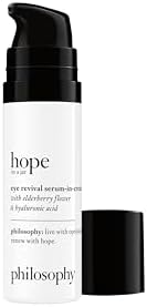 philosophy hope in a jar eye revival serum-in-cream - eye cream with hyaluronic acid, elderberry extract & tangerine peel extract- hydrates and reduces puffiness around eye area- 0.5 fl oz. philosophy