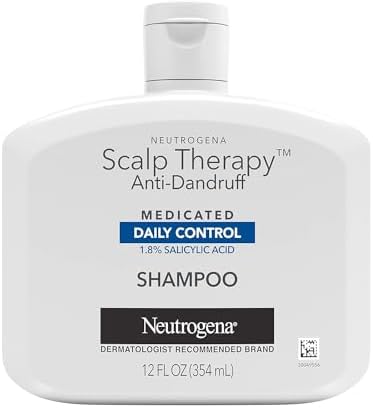 Neutrogena Scalp Therapy Anti-Dandruff Shampoo Daily Control, 1.8% salicylic acid, with fragrance of warm vanilla & toasted coconut notes, 12 fl oz Neutrogena