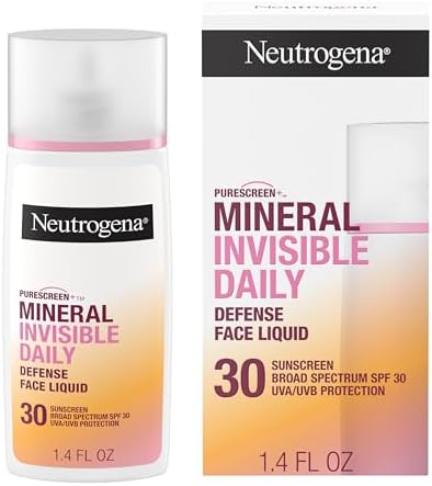 Neutrogena Purescreen+ Invisible Daily Defense Mineral Sunscreen for Face with SPF 30, Broad Spectrum Mineral Sunscreen with Vitamin E, Water Resistant, Fragrance-Free, 1.4 fl. oz Neutrogena