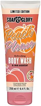 Soap & Glory Peach Please Scented Body Wash - Built-In Body Lotion for Maximum Hydration - Peach Blossom & Magnolia Scented Moisturizing Body Wash (250ml) Soap & Glory