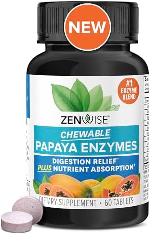 Zenwise Health Papaya Enzymes Chewable with Digestive Enzymes and Bromelain for Digestive Health and Bloating Relief for Women and Men, Enzymes for Digestion and Gut Health - 30 CT Zenwise Health