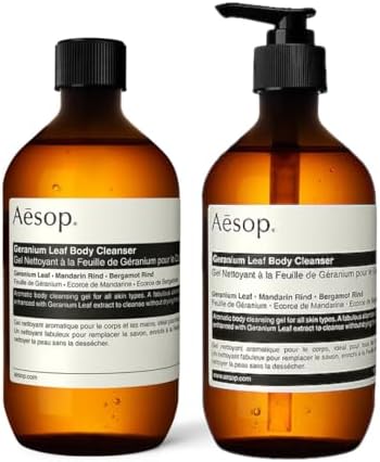 Aesop Geranium Leaf Body Cleanser + Refill | Invigorating Cleansing Gel | Alternative to Conventional Soap | 16.9 oz, Pack of 2 Aesop