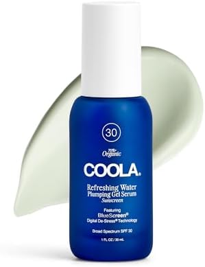 COOLA Refreshing Water Plumping Gel with SPF 30, Dermatologist Tested Face Sunscreen with Hyaluronic Acid, Organic Aloe, and Coconut Water, 1 Fl Oz Coola