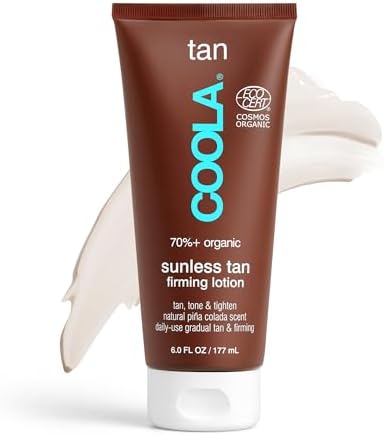 COOLA Organic Sunless Self Tanner Body Firming Lotion, Dermatologist Tested Anti-Aging Skin Care, Vegan and Non-GMO, Piña Colada, 6 Fl Oz Coola