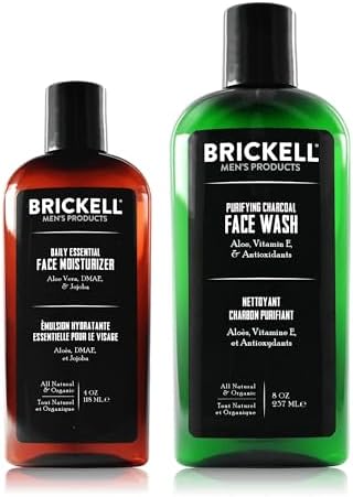 Brickell Men's Daily Essential Face Care Routine II, Purifying Charcoal Face Wash and Daily Essential Face Moisturizer, Natural and Organic, Men's Skin Care Gift Set, Scented Brickell Men's Products