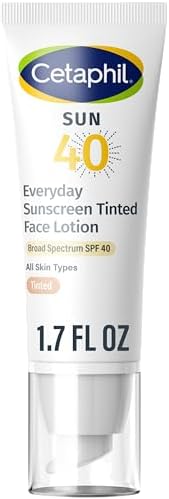 CETAPHIL Everyday Sunscreen Tinted Lotion for Face, 1.7 fl oz, 100% Mineral Sunscreen: Titanium Dioxide & Zinc Oxide, SPF 40, For Sensitive Skin Cetaphil