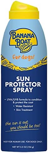 Banana Boat Dog Sunscreen Spray – SPF 50 Sun Protector Spray for Dogs, Easy to Use Dog Beach Essentials, Water Resistant Dog Safe Sunscreen for All Breeds, Nose Protector Sunblock for Dogs Puppy 5.5oz Banana Boat