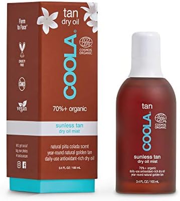 COOLA Organic Sunless Self Tanner Dry Oil Mist, Dermatologist Tested Anti-Aging Skin Care, Vegan and Non-GMO, Piña Colada, 3.4 Fl Oz Coola