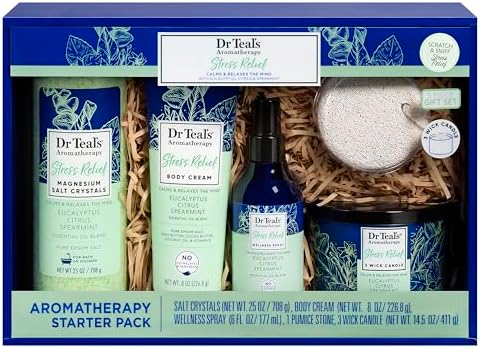 Dr Teal's Aromatherapy Stress Relief Starter Pack, Eucalyptus, Citrus and Spearmint, 5 Pieces Dr. Teal's