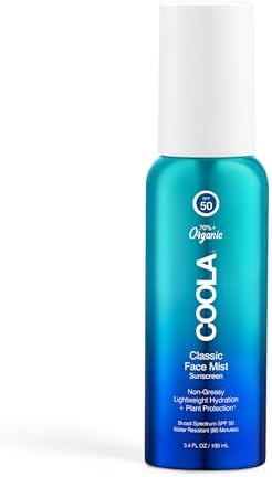 COOLA Organic Sunscreen SPF 50 Sunblock Face Mist, Dermatologist Tested Skin Care for Daily Protection, Vegan and Gluten Free, Natural Fragrance, 3.4 Fl Oz Coola