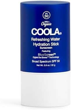 COOLA Organic Refreshing Water Stick Face Moisturizer with SPF 50, Dermatologist Tested Face Sunscreen with Plant-Derived BlueScreen Digital De-Stress Technology, 0.8 Oz Coola