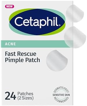 Cetaphil Acne Patches, Pimple Patches for Sensitive Skin, Formulated with Salicylic Acid, CICA, and Heartleaf Extract for Emerging Pimples, Visible Results in 6 Hours, 24 Count Cetaphil