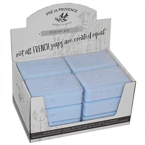 Pre de Provence 12 Pack - 250 Gram French Soap Bars, Ocean Air Scent, Enriched with Organic Shea Butter, Natural French Skincare, Quad Milled for Rich Smooth Lather Pré de Provence