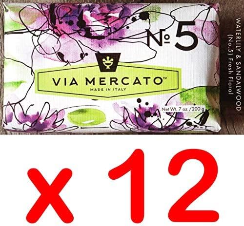 Via Mercato Italian Soap Bar (200g), No. 5 - Waterlily and Sandalwood CASE OF 12 Pré de Provence