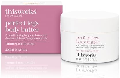 THISWORKS Perfect Legs Body Butter, Moisturising Body Cream with Geranium and Sweet Orange Essential Oils, Hyaluronic Acid and Shea Butter, 200ml | 7.6 Ounce Thisworks