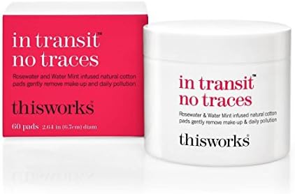 thisworks in transit no traces, Rosewater and Mint Infused Facial Cleansing Pads, Gently Removes Make-Up and Dirt, 60 Pads Thisworks