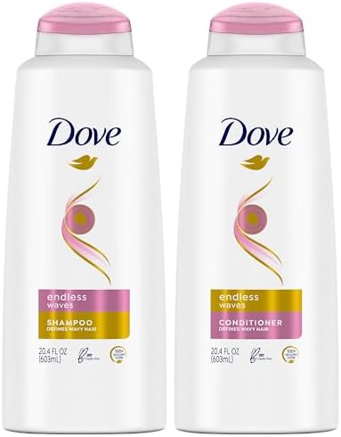 Dove Shampoo and Conditioner Set, Endless Waves – Anti-Frizz Hair Products for Wavy Hair, Curl Defining, 20.4 Oz Ea Dove