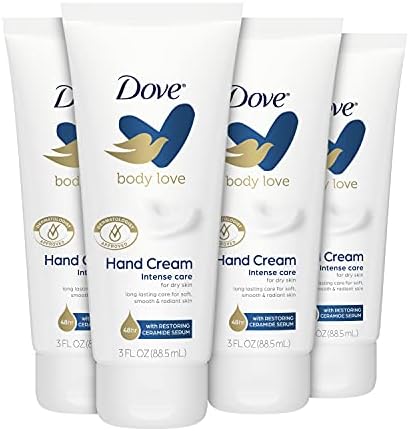 Dove Body Love Moisturizing Hand Cream for Rough or Dry Skin Intense Care Softens and Smoothes 3oz 4 Count Dove