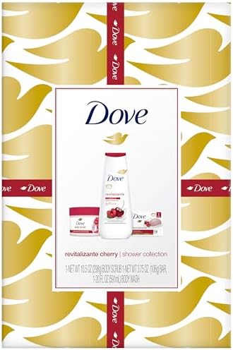 Dove Revitalizing Cherry Collection Gift Set – Cherry & Chia Milk Body Wash, Exfoliating Body Polish + Soap Bar (3 Piece Set) Dove