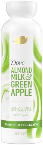 Dove Plant Milk Cleansing Body Wash Almond Milk & Green Apple for Moisturized Skin Gentle Cleanser, No Sulfates or Parabens, pH balanced 17.5 fl oz Dove