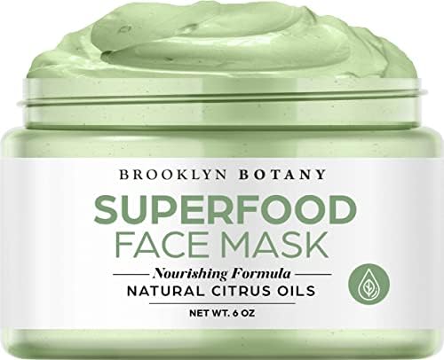 Brooklyn Botany Superfood Facial Mask 6 oz – Deep Pore Cleanser Clay Mask with Bentonite and Kaolin Clay – Purifying and Hydrating Facial Cleanser and Acne Face Mask – For Normal and Oily Skin Brooklyn Botany