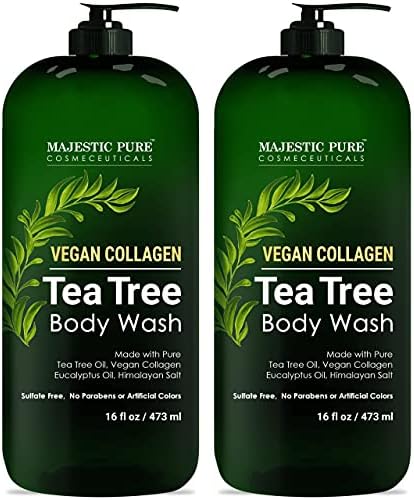 Majestic Pure Tea Tree Body Wash - Formulated to Combat Dry, Flaky Skin - Soothes, Nourishes and Moisturizes Irritated, Chapped, Problem Skin Areas - (Packaging may Vary) -16 fl. oz (Pack of 2) Majestic Pure