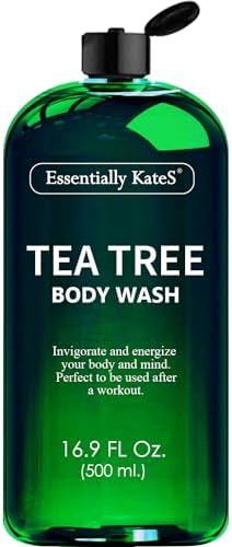 Tea Tree Body Wash 16.9 fl oz - 100% Natural - Fights Body Odor & Irritation - Helps Athletes Foot, Ringworms, Jock Itch, Acne, & Eczema Essentially KateS