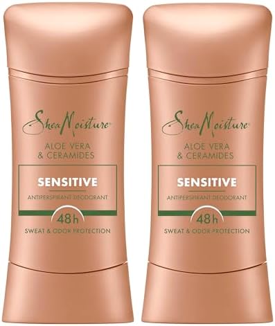 SheaMoisture Antiperspirant Deodorant Stick Sensitive Aloe Vera & Ceramides 2 Count for 48HR Sweat & Odor Protection with No Parabens & No Mineral Oil 2.6 oz SheaMoisture