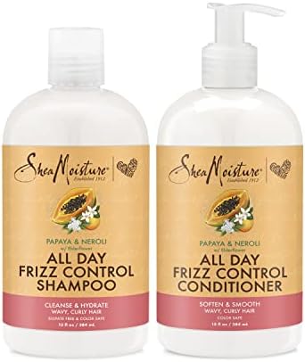 SheaMoisture Shampoo and Conditioner Papaya & Neroli 2 Count Shampoo For Women All Day Frizz Control 13 oz SheaMoisture