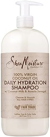 SheaMoisture 100% Virgin Coconut Oil Milk Daily Hydration, Shampoo, 34 FL OZ SheaMoisture