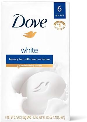 Dove Beauty Bar, White 4 oz, 6 Bar, Blue, Unscented, 24 Oz Dove