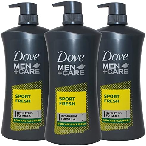 Dove Men+Care Sport Fresh Body Wash for Men, Hydrating Formula, 33.8 Ounce Pump Bottle (Pack of 3) Dove