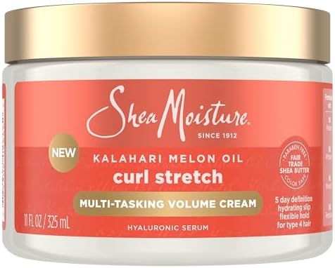 SheaMoisture Curl Stretch Multi-tasking Volume Cream Kalahari Melon Oil and a Tropical Vacation Scent With Hydrating Hyaluronic Serum, Defines Type 4 Curls For Days 11 Fl Oz SheaMoisture