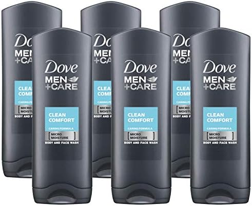 Dove Men Care Body & Face Wash, Clean Comfort - 13.5 Fl Oz / 400 mL X 6 Pack Case, Made in Germany Dove