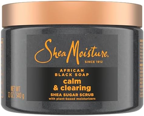 SheaMoisture Sugar Body Scrub African Black Soap for healthy, glowing skin African black soap with 24h shea moisture nutrients 12 oz SheaMoisture