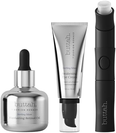 Buttah Skin Sterling Silver Kit for Radiant Beauty - Sterling Silver Kit includes Everlasting Retinol Oil, Awakening Eye Cream, Uplift & Smooth Face Wand. Enhance Your Skin Clarity With This Sterling buttah. by Dorion Renaud