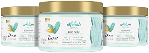 Dove Body Love Body Polish Exfoliate Away 3 Count for Rough, Bumpy Skin Body Scrub with AHAs for Silky Smooth Skin 12 oz Dove