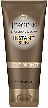 Jergens Natural Glow Instant Sun Tanning Moisturizer + Bronzer, Lightweight Sunless Tanning for Natural-Looking Color, Light Bronze, 6 Oz Jergens