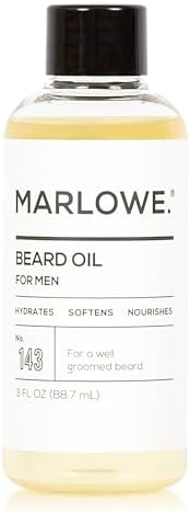 MARLOWE. No. 143 Beard Oil 3 oz, Conditioning Oil for Men, Softer & Fuller Beard Care, 100% Natural Softener with Sunflower & Safflower Oils, Conditions & Nourishes, Fragrance Free Marlowe.