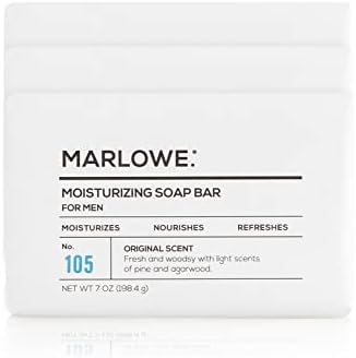 MARLOWE. No. 105 Bar Soap for Men 7 oz (3 Bars) Moisturizing Body Soap, Nourishing & Refreshing with Natural Extracts, Shea Butter, Olive Oil & Green Tea Extracts, Fresh Woodsy Scent Marlowe.