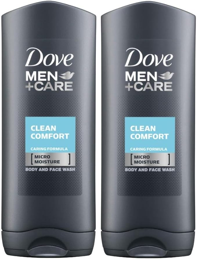 Dove Men Care Body and Face Wash, Hydrating Clean Comfort, 250 ml (8.5 fl oz), Value Bundle - Pack of 2 Dove