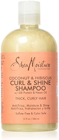 SheaMoisture Shampoo - Coconut & Hibiscus Curl & Shine, Sulfate-Free Shampoo, Coconut Oil, Vitamin E, and Neem for Frizz Control, Curly Hair Products for Women, 13 Fl Oz Ea (Pack of 2) SheaMoisture