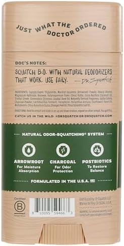 Dr. Squatch Natural Deodorant for Men – Odor-Squatching Men's Deodorant Aluminum Free - Pine Tar (2.65 oz) Dr. Squatch