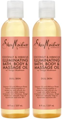 SheaMoisture Body Oil with Coconut & Hibiscus for Bath and Shower, Coconut Massage Oil & Coconut Body Oil, Shea Moisture Body Oil with Hibiscus Flower Extracts (2 Pack, 8 Oz Ea) SheaMoisture