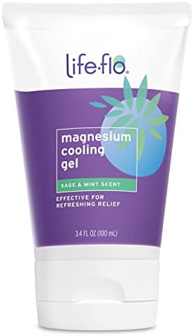 Life-flo Magnesium Cooling Gel, Refreshing Magnesium Lotion for Women Instantly Cools Hot Flashes, Soothes and Restores with Magnesium Chloride and MSM, Fresh Sage Mint Scent, 60-Day Guarantee, 3.4 oz Life-flo