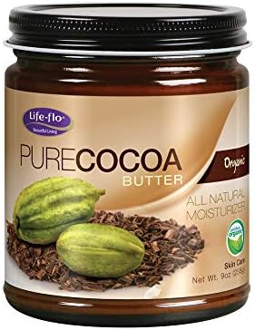 LIFE-FLO Pure Organic Cocoa Butter | Face & Body Moisturizer for Dry Skin & Scalp, Heels, Elbows, Stretch Marks | 9oz Life-flo