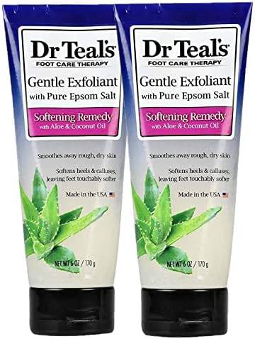 Dr. Teals Softening Remedy Coconut Oil Foot Scrub Gift Set (2 Pack, 6oz ea.) - Essential Coconut Oils & Aloe Vera Replenish and Moisturize Dry, Damaged Skin - Blended with Pure Epsom Salt Dr. Teal's