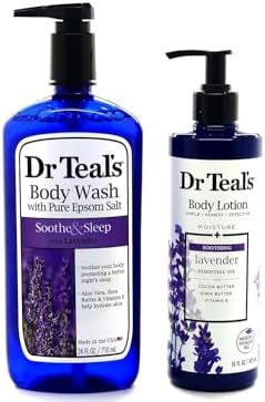 Dr Teals Lavender Body Wash w/Pure Epsom Salt - Bundle w/Dr Teals Lavender Body Lotion! Soothing Set! Dr. Teal's