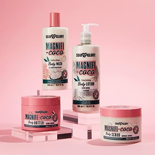 Soap & Glory Magnificoco Buff and Ready Coconut Body Scrub - Smoothing & Buffing Body Scrub - Coconut Scented Body Polish - Body Scrub with Green Tea Extract (300ml) Soap & Glory