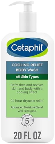 Cetaphil Cooling Relief Body Wash, For All Skin Types, 20 oz, Soothing Eucalyptus, 24 Hour Dryness Relief, Hypoallergenic, Fragrance, Paraben & Sulfate Free, Dermatologist Recommended Brand Cetaphil